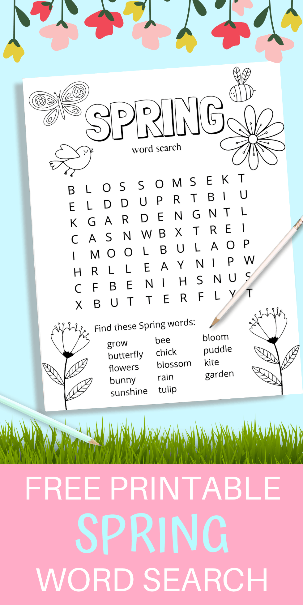Spring Printable Word Search For Kids Spring Printable Word Search For Kids