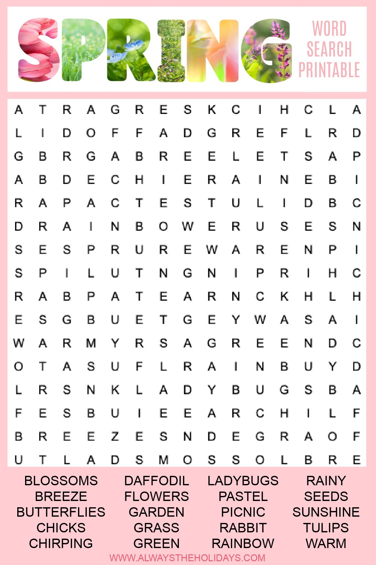 Spring Word Search Printable Free Word Find With Answer Key Spring Word Search Printable Free Word Find With Answer Key