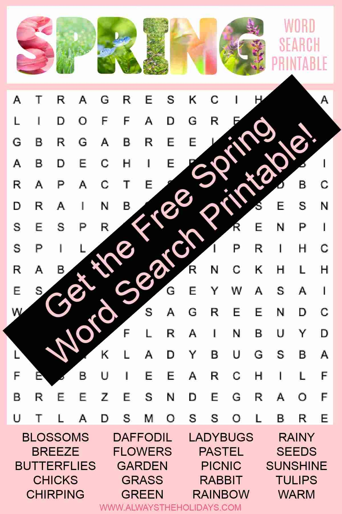 Large Print Word Search Printable Spring