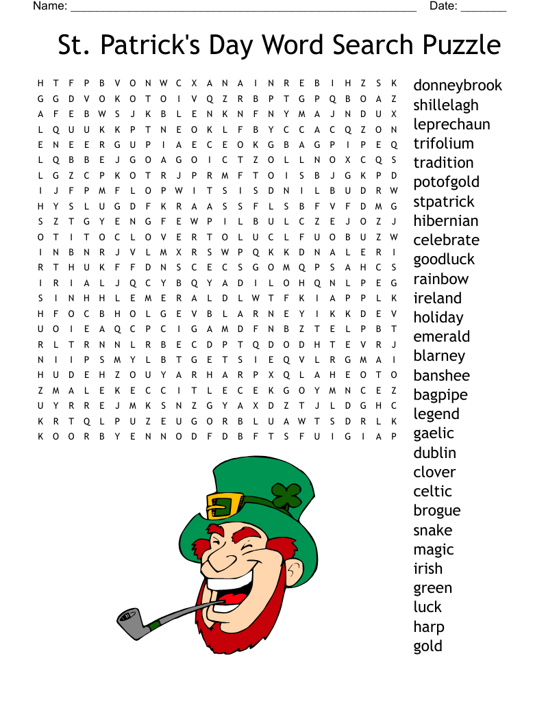 St Patrick s Day Word Search WordMint