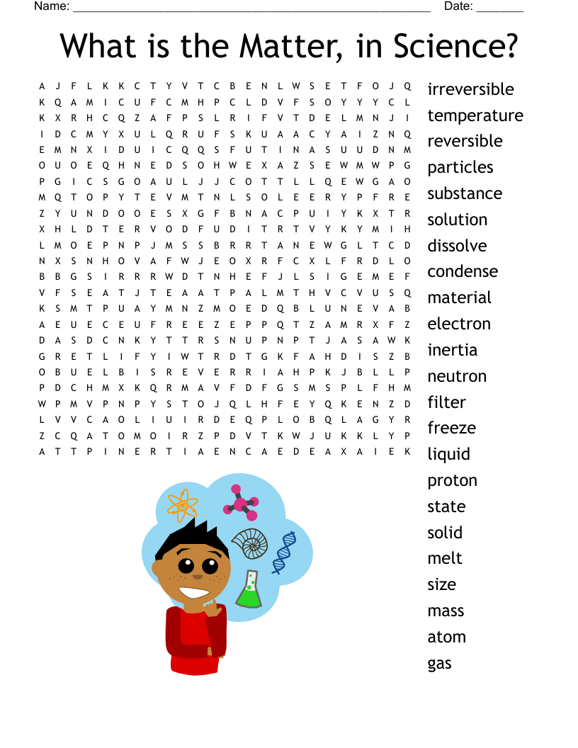States Of Matter Word Search WordMint