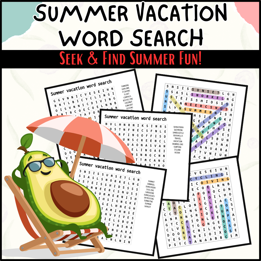 Summer Fun Word Search Printable