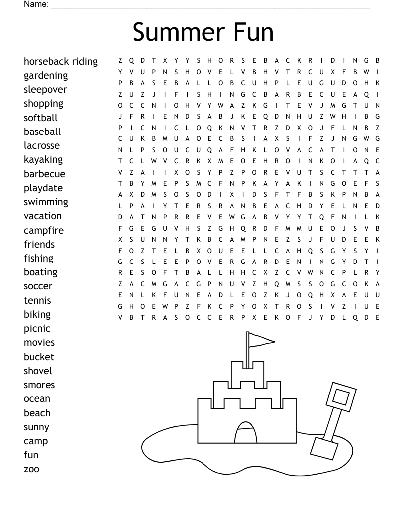 Summer Difficult Word Search Printable Summer Difficult Word Search Printable