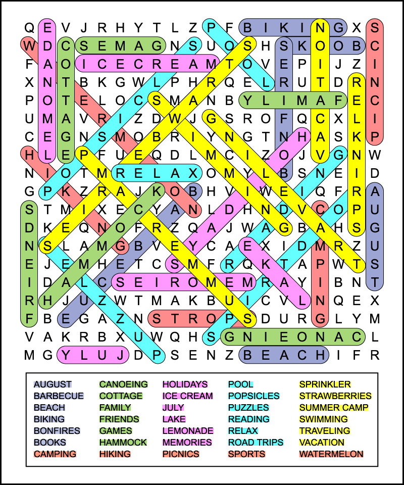 Summer Holidays Word Search Tree Valley Academy Summer Holidays Word Search Tree Valley Academy