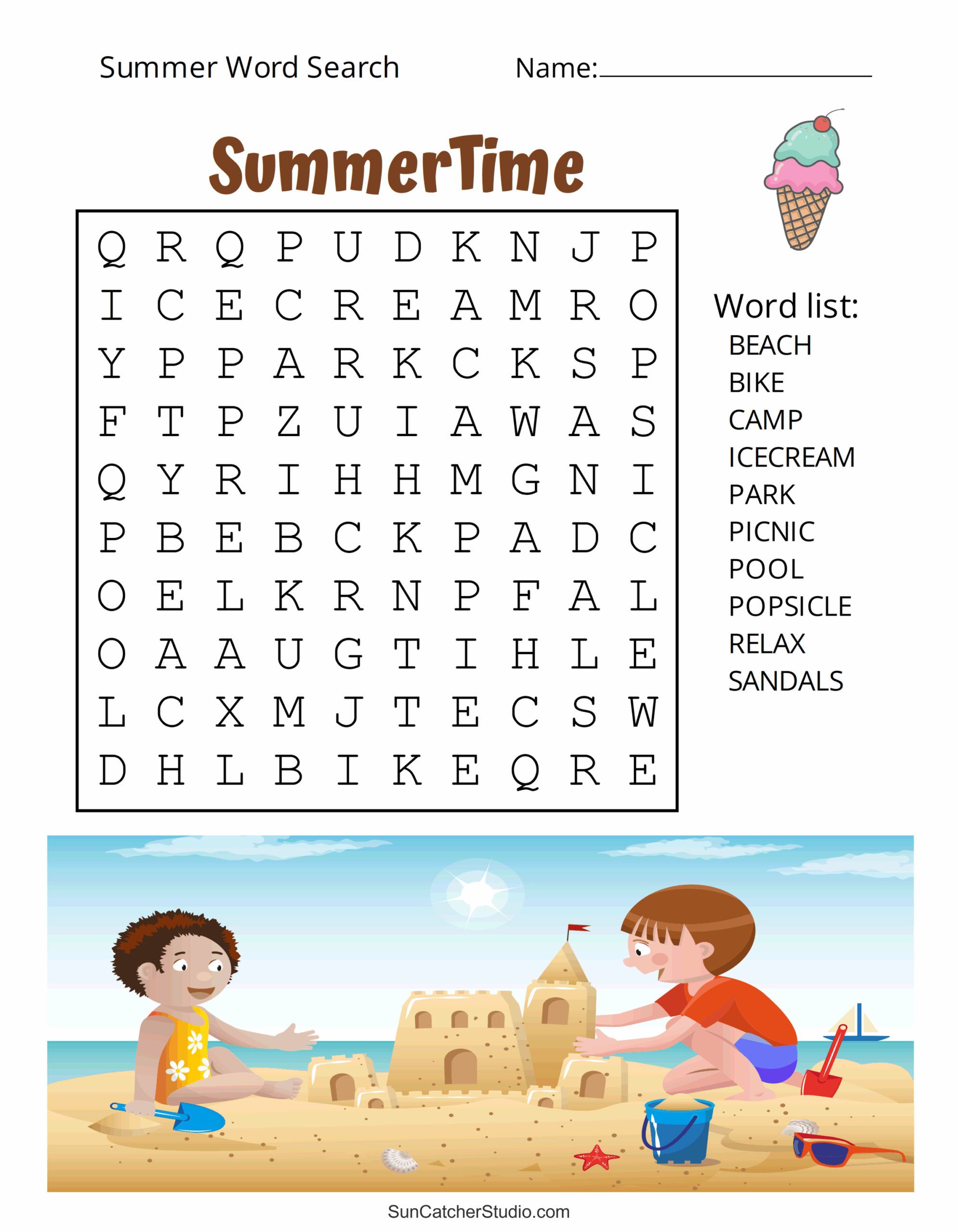Easy Summer Word Search Free Printable Easy Summer Word Search Free Printable
