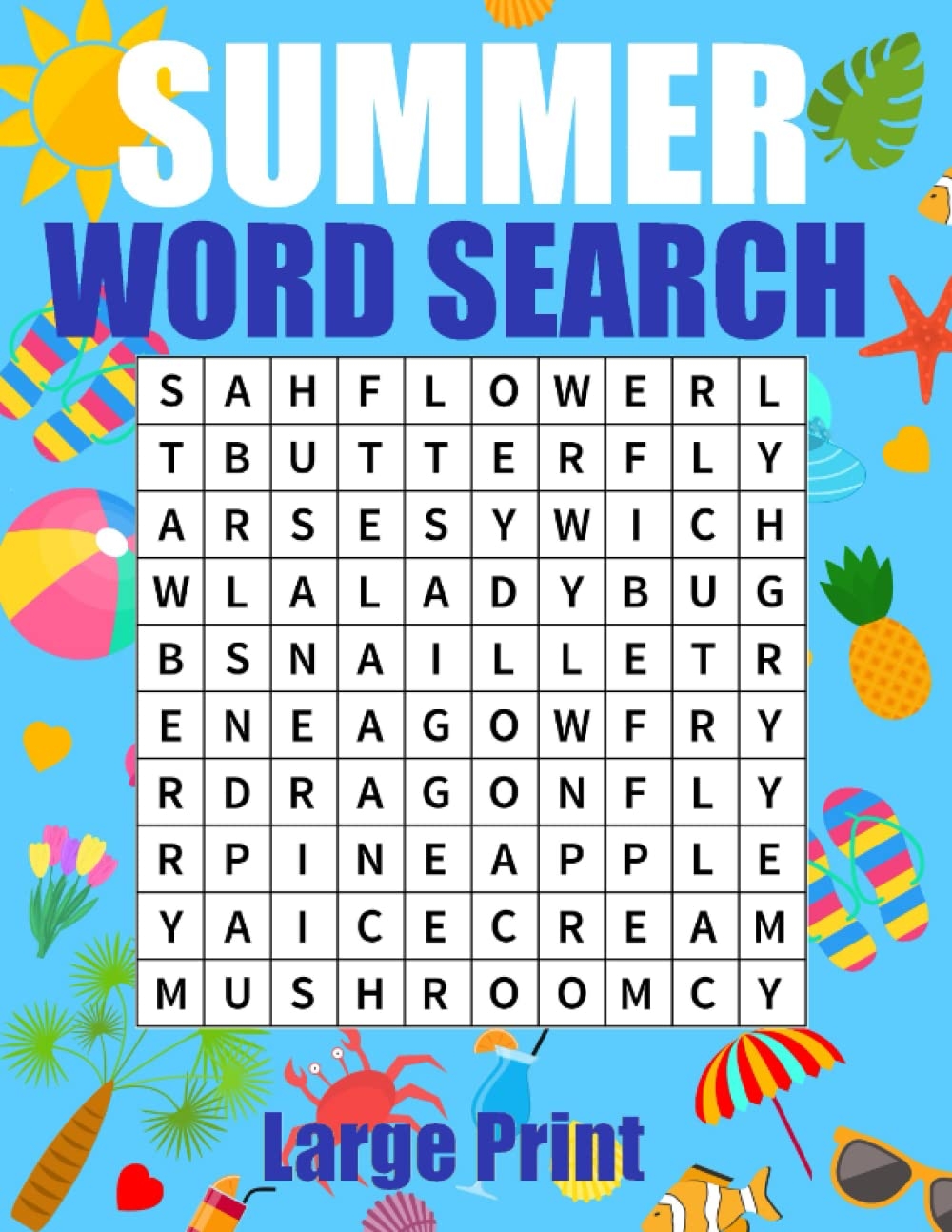 Summer Word Search Large Print Relaxing Summer Theme Word Search Puzzles For Adults And Seniors Large Print Word Search With Solutions Hill 