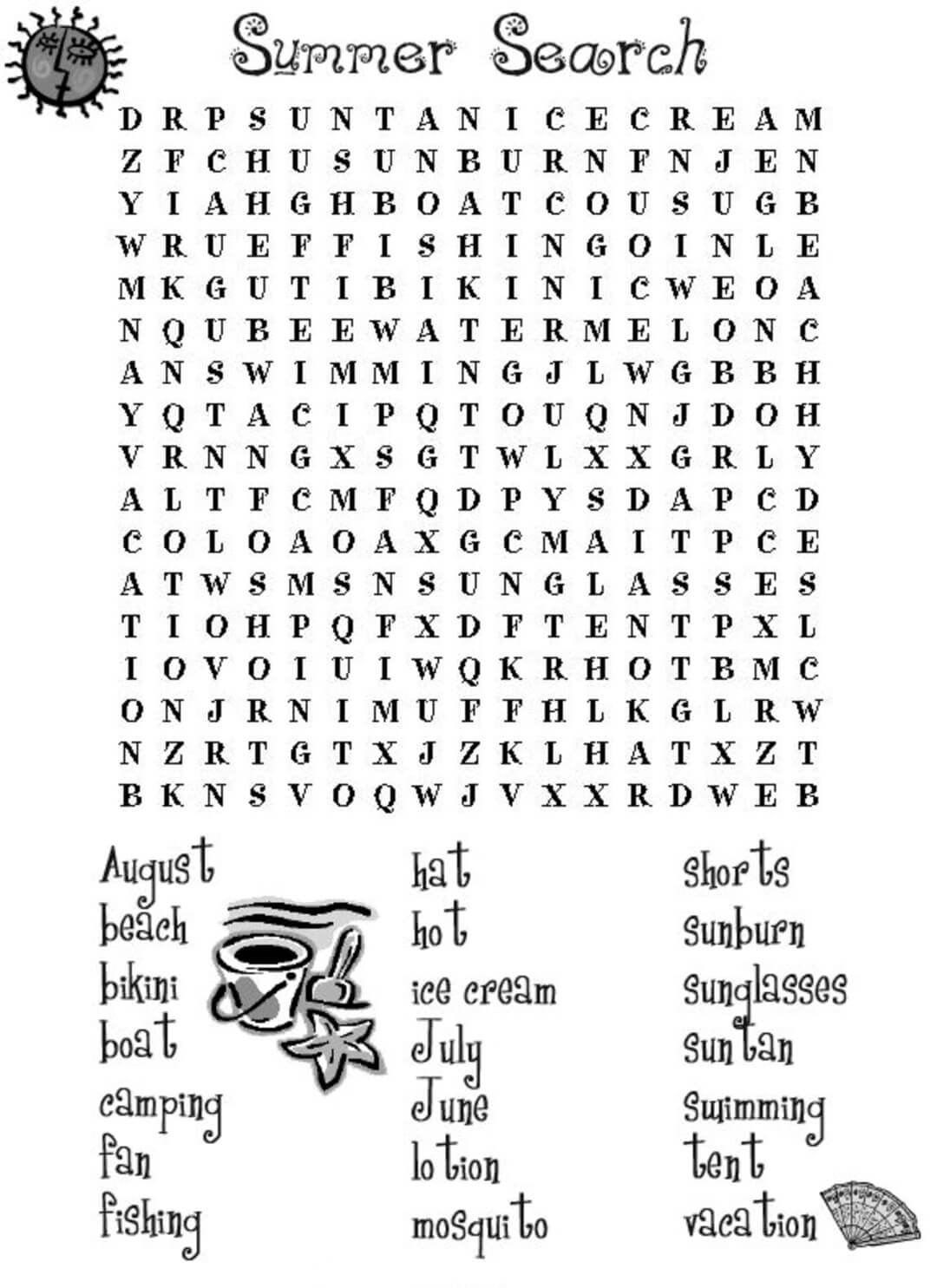 Summer Word Search Printable Coloring Pages FREE Summer Word Search Printable Coloring Pages FREE