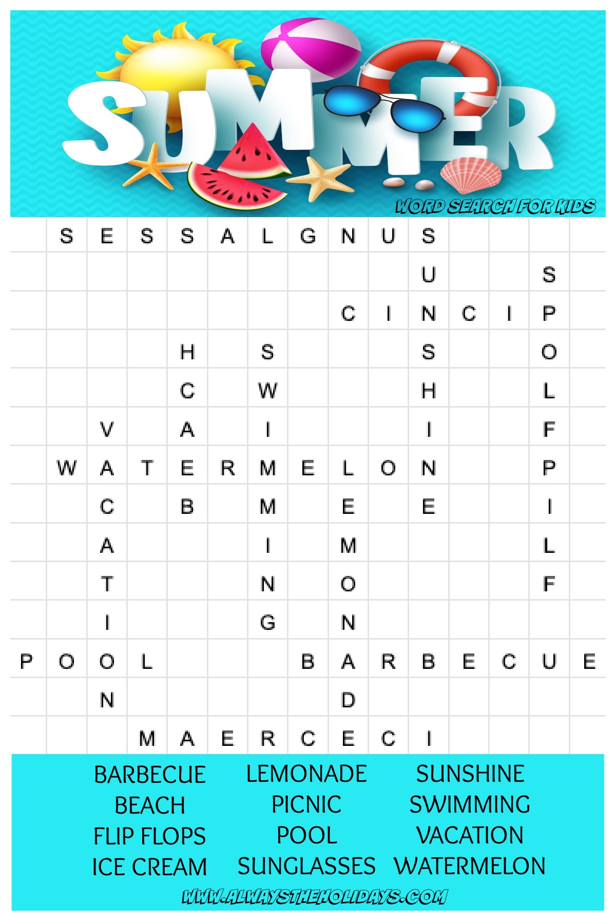 Summer Word Search Printable Free Word Search U0026 Answer Key Summer Word Search Printable Free Word Search U0026 Answer Key