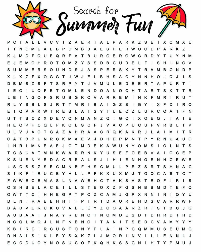 Summer Word Search Hard Printable Summer Word Search Hard Printable