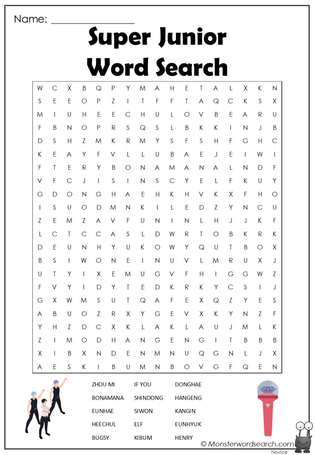 Super Junior Word Search Monster Word Search Super Junior Word Search Monster Word Search
