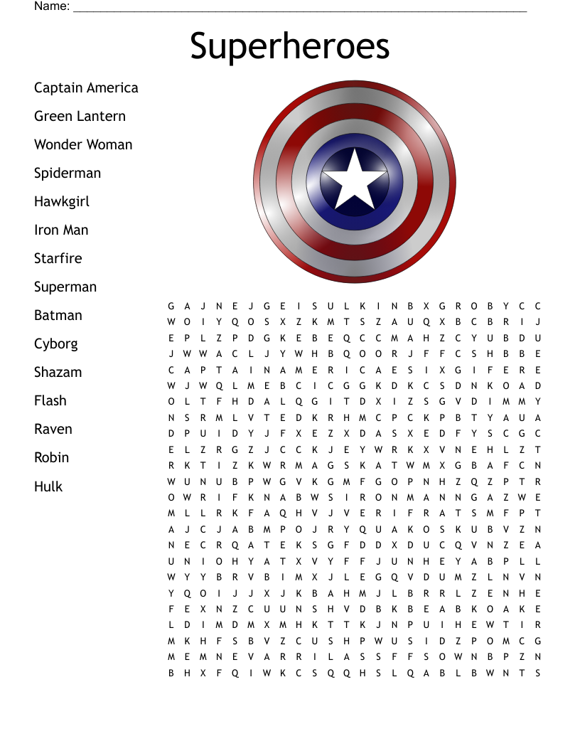 Superheroes Word Search WordMint Superheroes Word Search WordMint