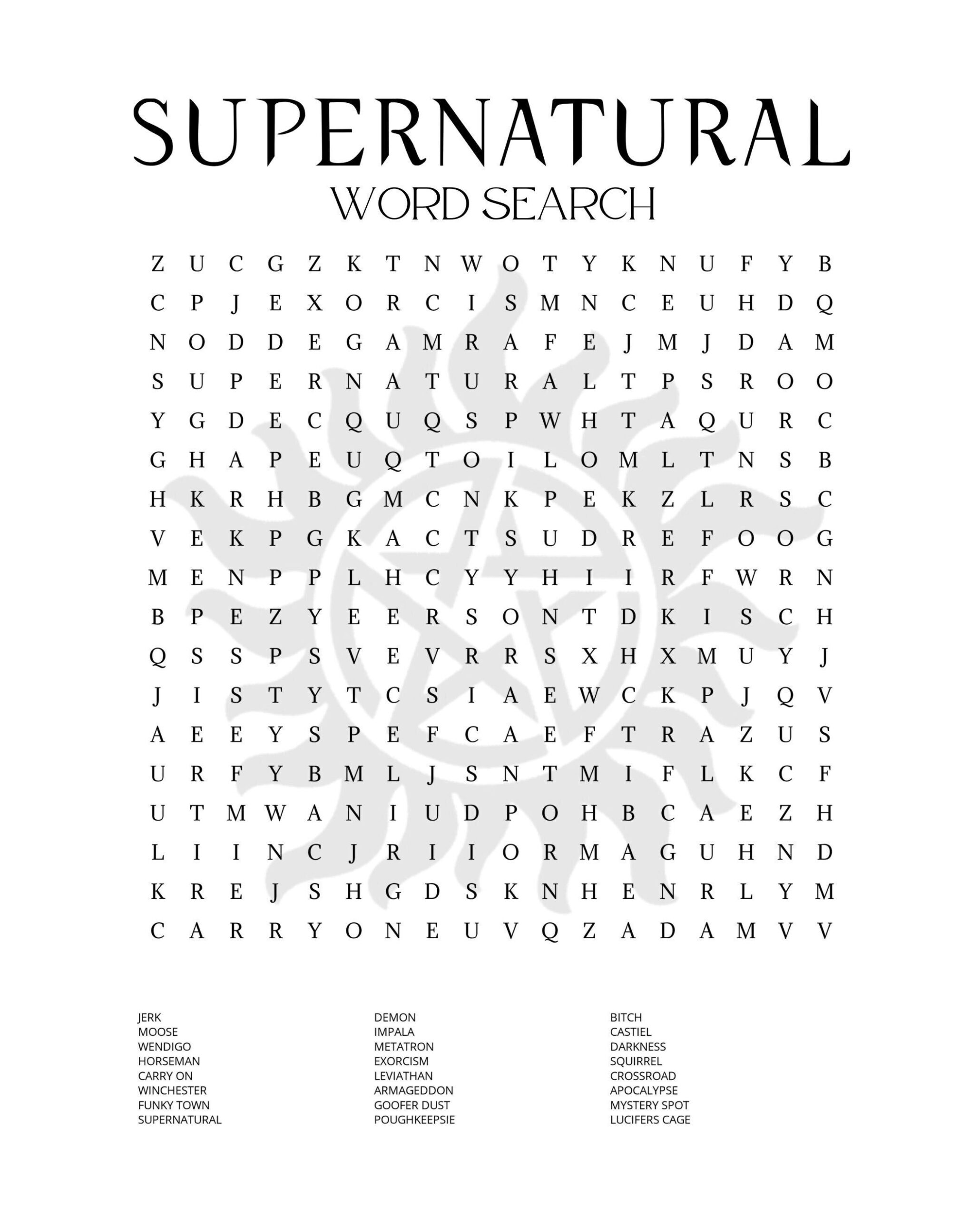 Supernatural Word Search For Adults Printable Pdf Supernatural Word Search For Adults Printable Pdf