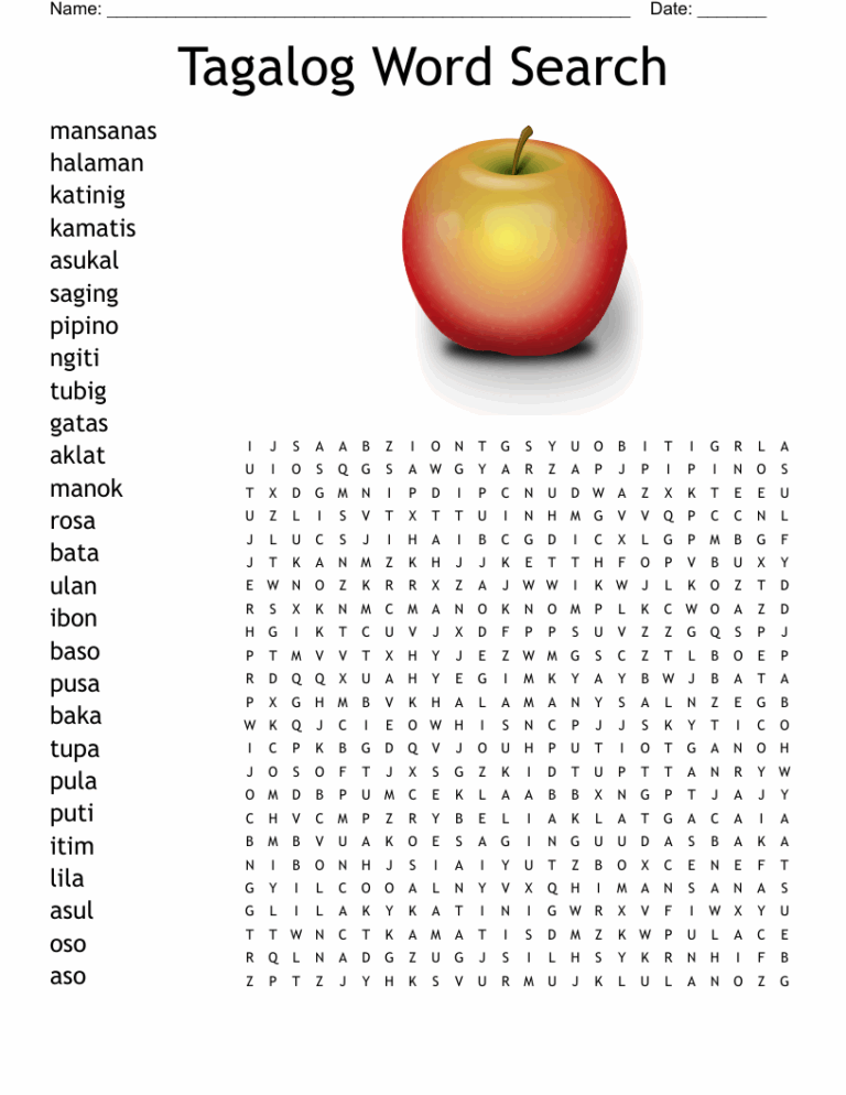 Tagalog Word Search WordMint
