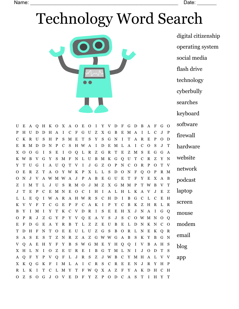 Technology Word Search WordMint Technology Word Search WordMint