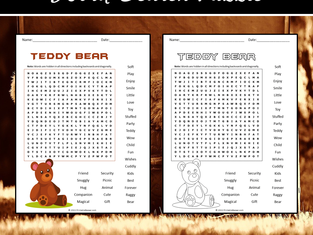 Teddy Bear Word Search Puzzle Teaching Resources