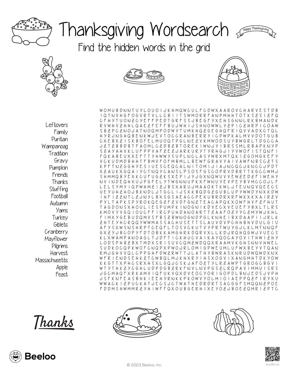 Thanksgiving themed Word Searches Beeloo Printable Crafts And 