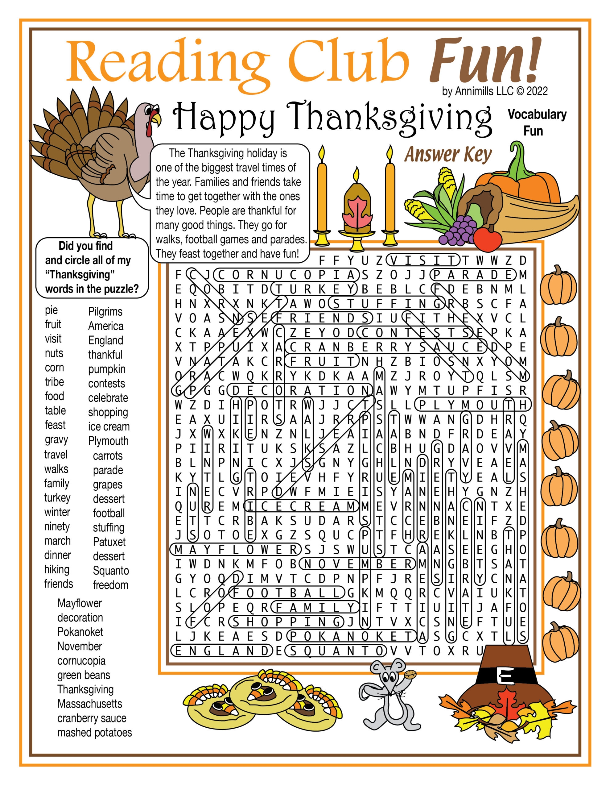 Thanksgiving Then U0026 Now Printable Vocabulary Word Search Puzzle 