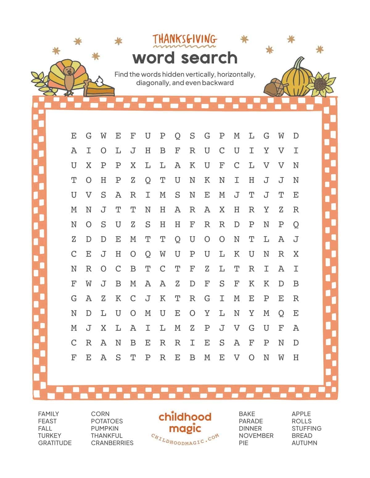 Thanksgiving Word Search Pdf Printable Thanksgiving Word Search Pdf Printable