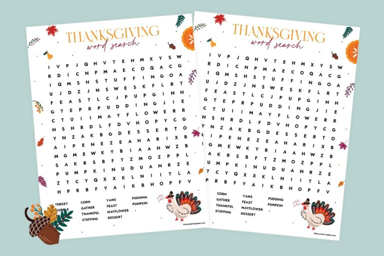 Thanksgiving Word Search Free Printable For Kids Favorite 
