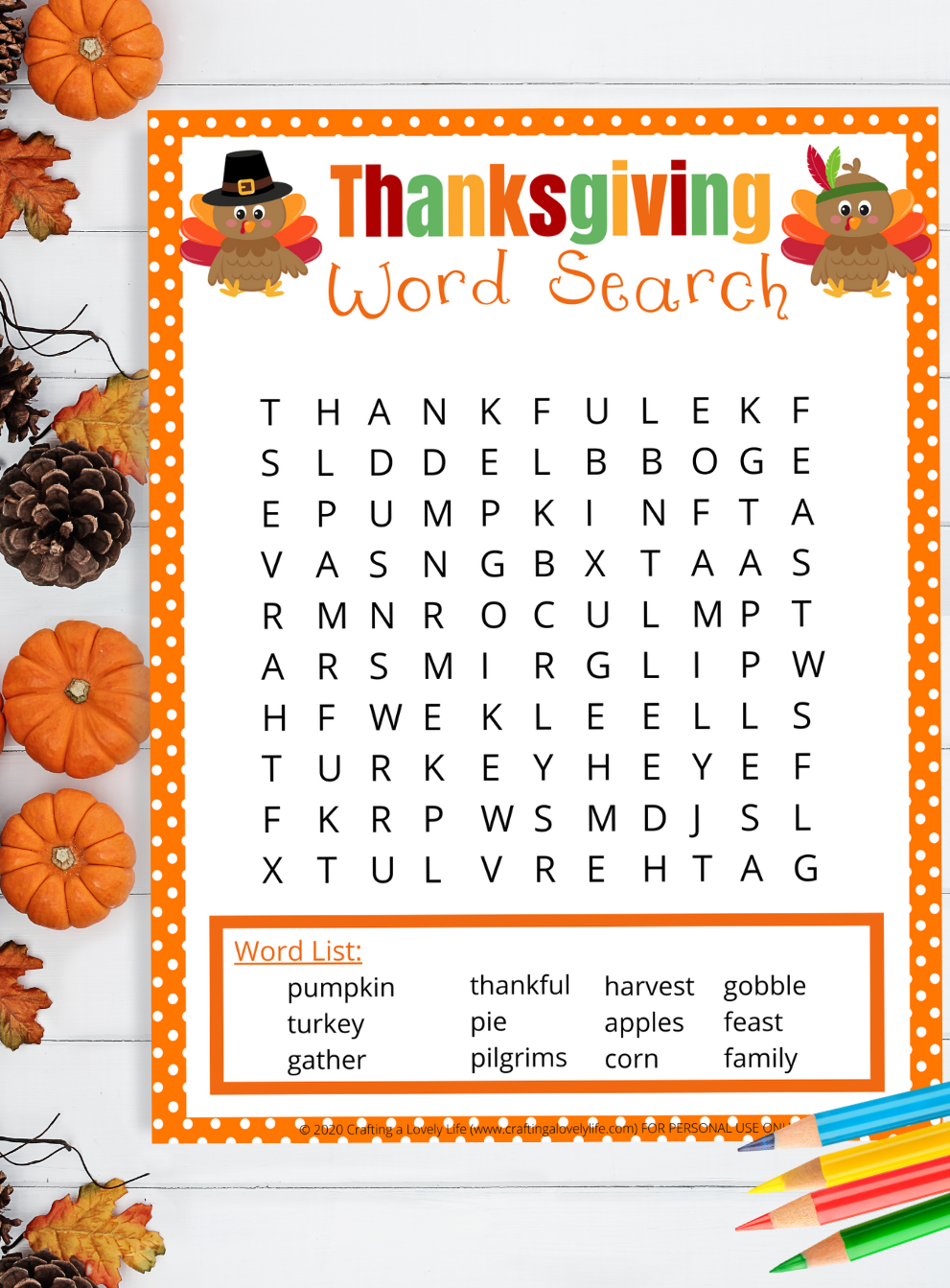 Thankful Word Search Printable Thankful Word Search Printable