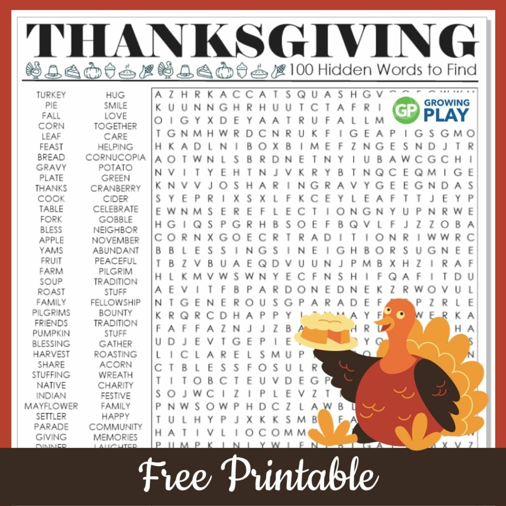 Free Printable Word Search Puzzles Thanksgiving