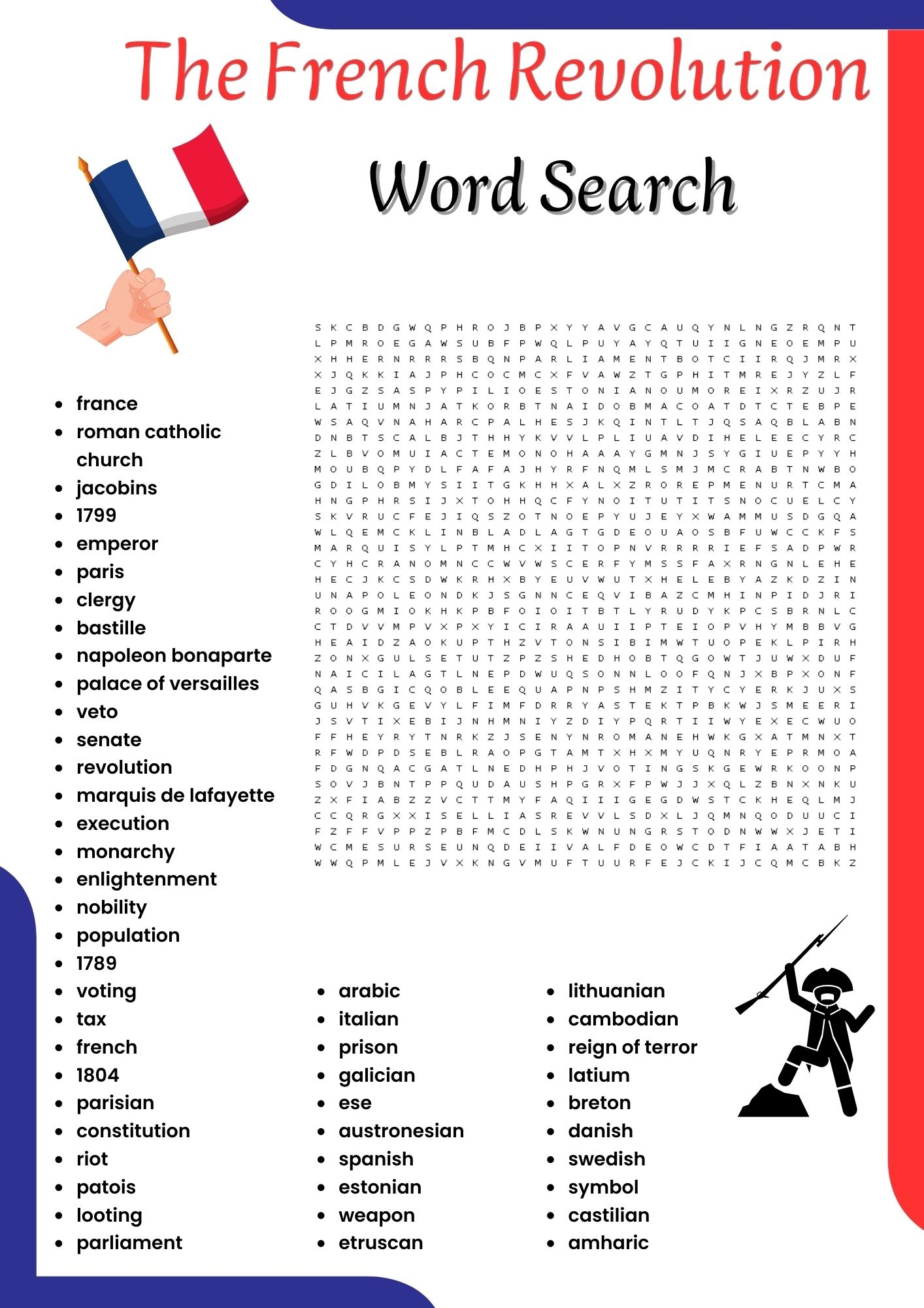 The French Revolution Word Search Puzzle Worksheet Activities For Kids Made By Teachers