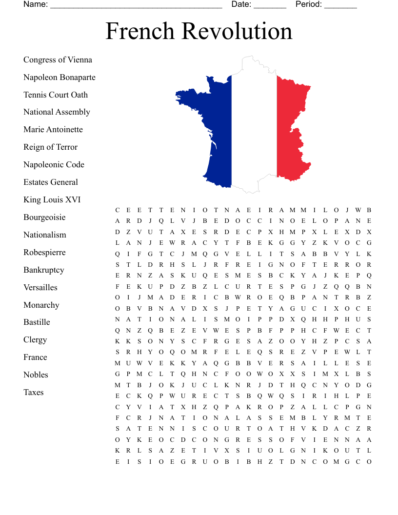 The French Revolution Word Search WordMint