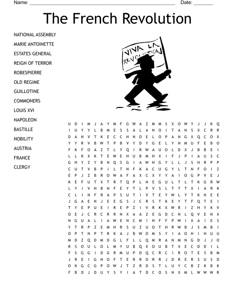 The French Revolution Word Search WordMint