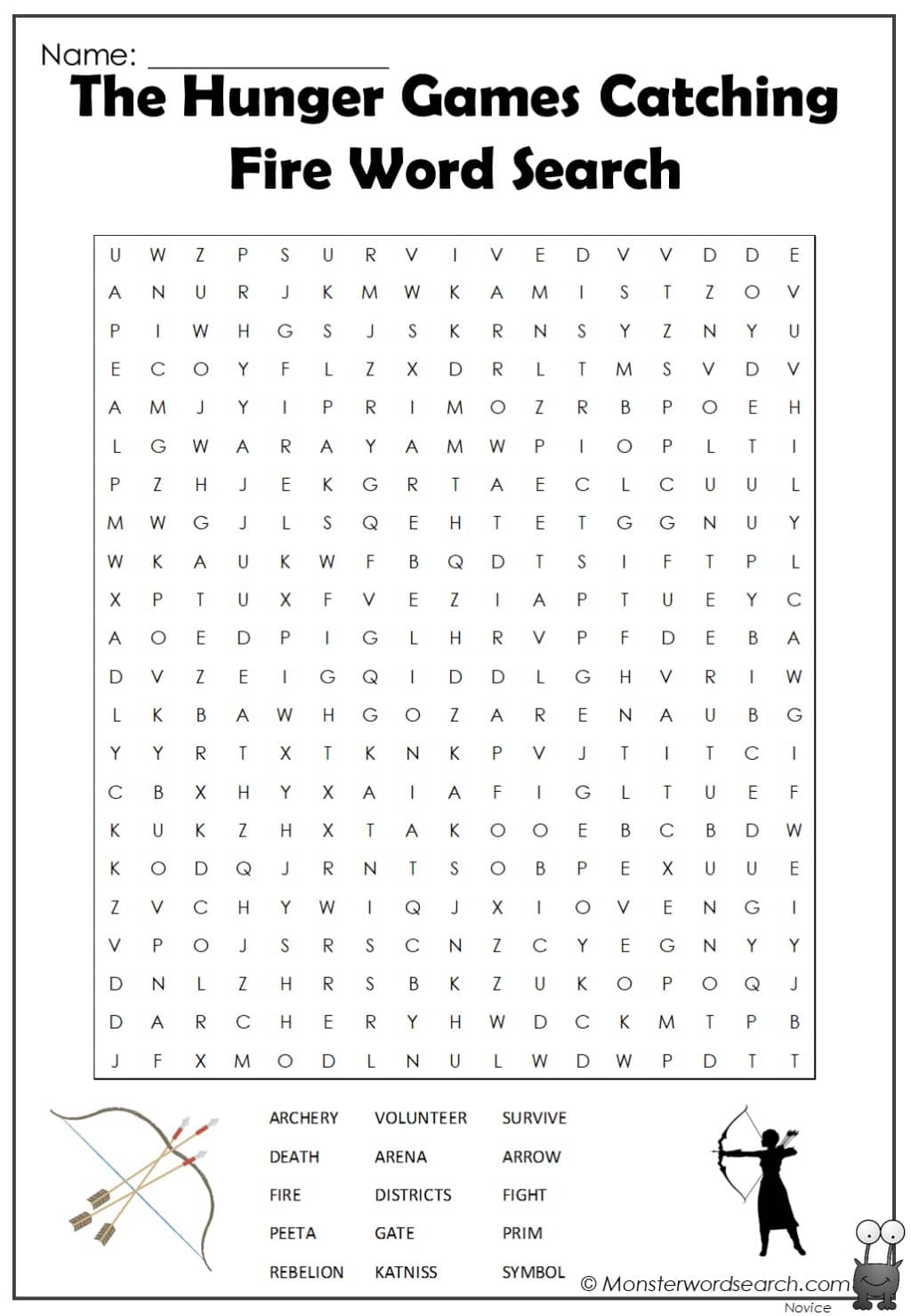 The Hunger Games Catching Fire Word Search Monster Word Search The Hunger Games Catching Fire Word Search Monster Word Search