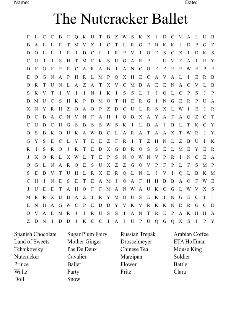 The Nutcracker Ballet Word Search WordMint The Nutcracker Ballet Word Search WordMint
