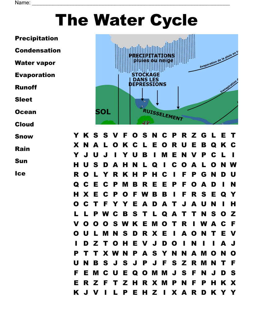 The Water Cycle Word Search WordMint The Water Cycle Word Search WordMint