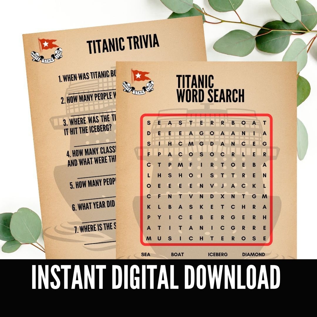 TITANIC Games Word Search trivia Printable Titanic Yacht Boat Birthday Theme Titanic 102030405060708090 Print Instantly Today Etsy TITANIC Games Word Search trivia Printable Titanic Yacht Boat Birthday Theme Titanic 102030405060708090 Print Instantly Today Etsy