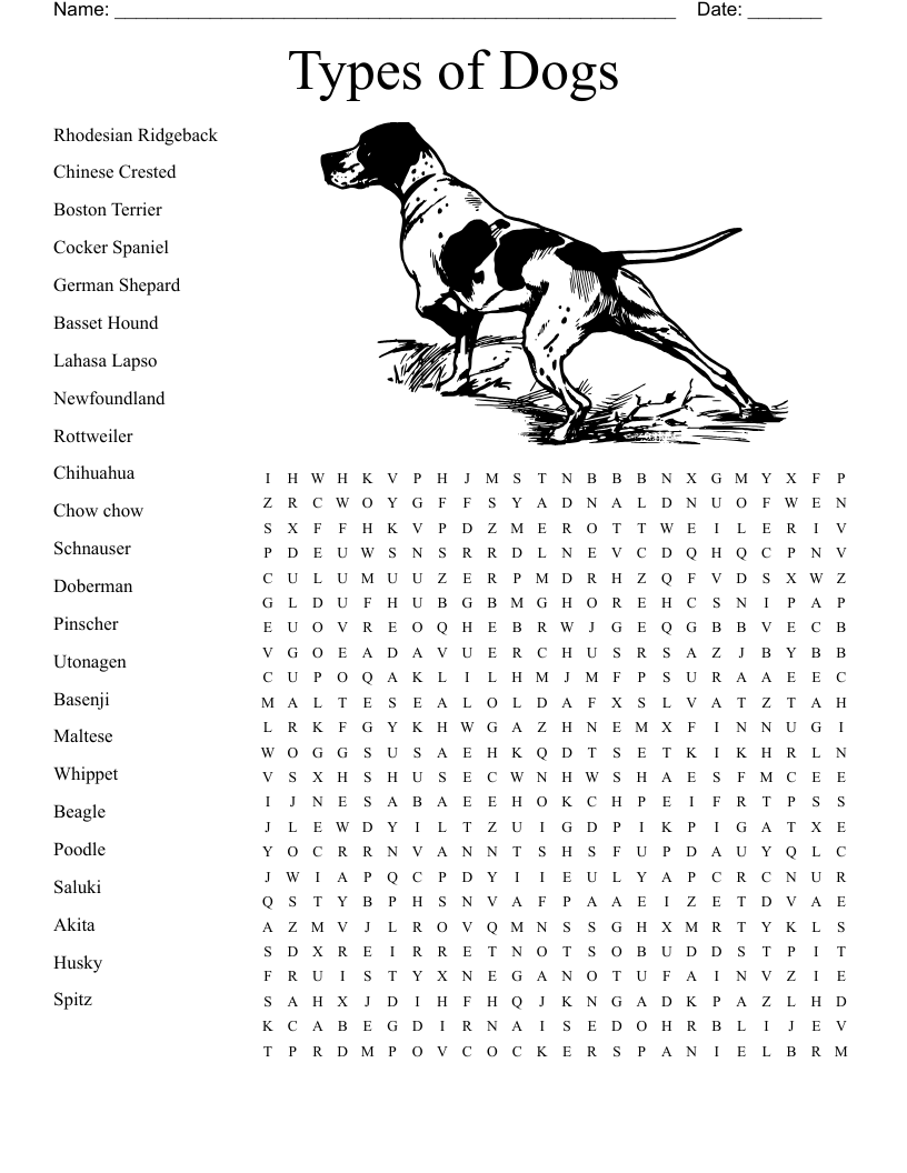 Types Of Dogs Word Search WordMint Types Of Dogs Word Search WordMint