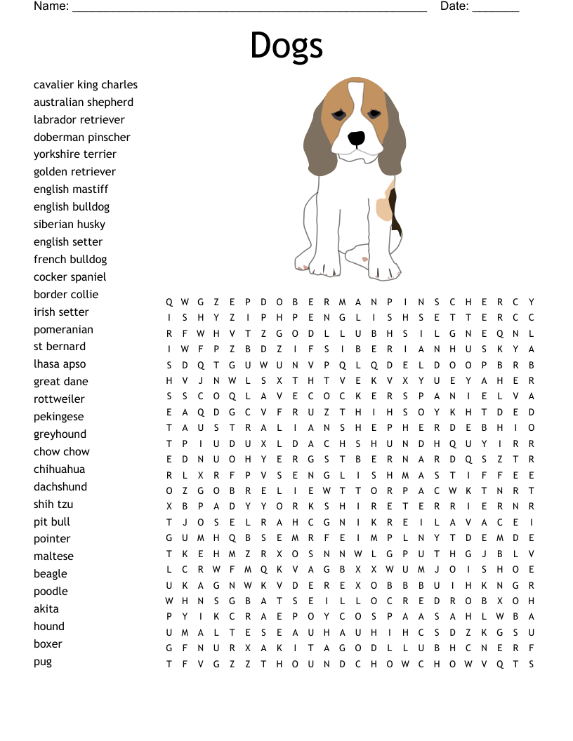Types Of Dogs Word Search WordMint Types Of Dogs Word Search WordMint