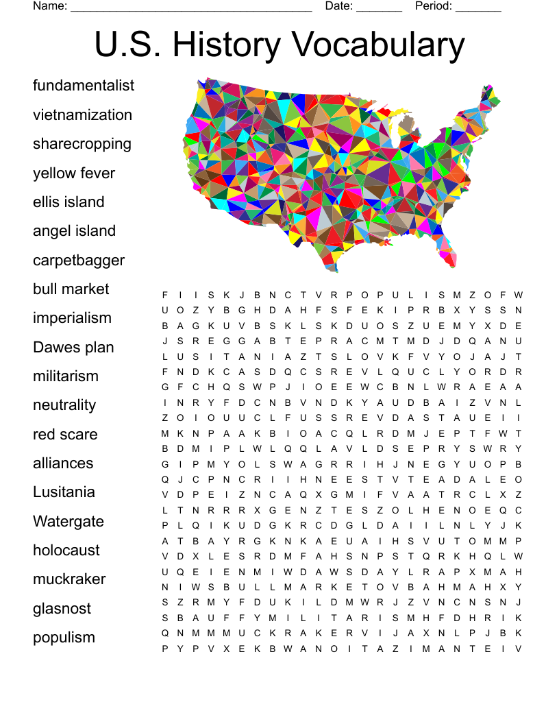 U S History Vocabulary Word Search WordMint U S History Vocabulary Word Search WordMint