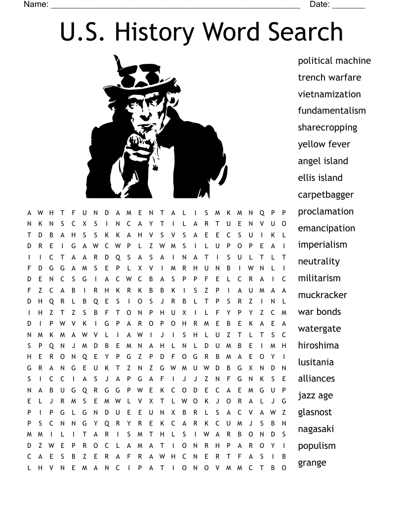 U S History Word Search WordMint U S History Word Search WordMint