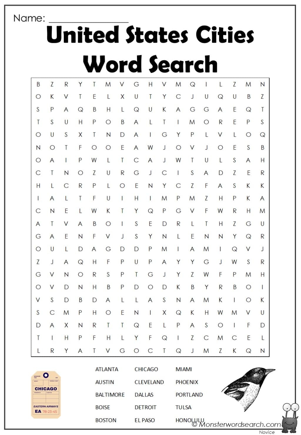 United States Cities Word Search Monster Word Search United States Cities Word Search Monster Word Search