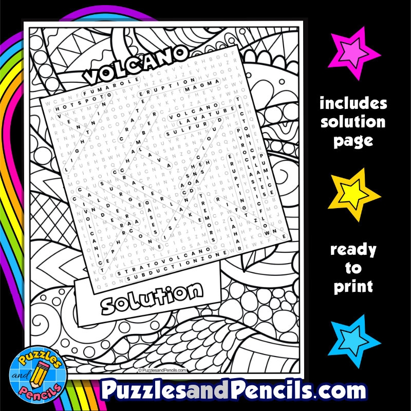 Volcano Word Search Puzzle With Coloring Science Wordsearch Made By Teachers Volcano Word Search Puzzle With Coloring Science Wordsearch Made By Teachers