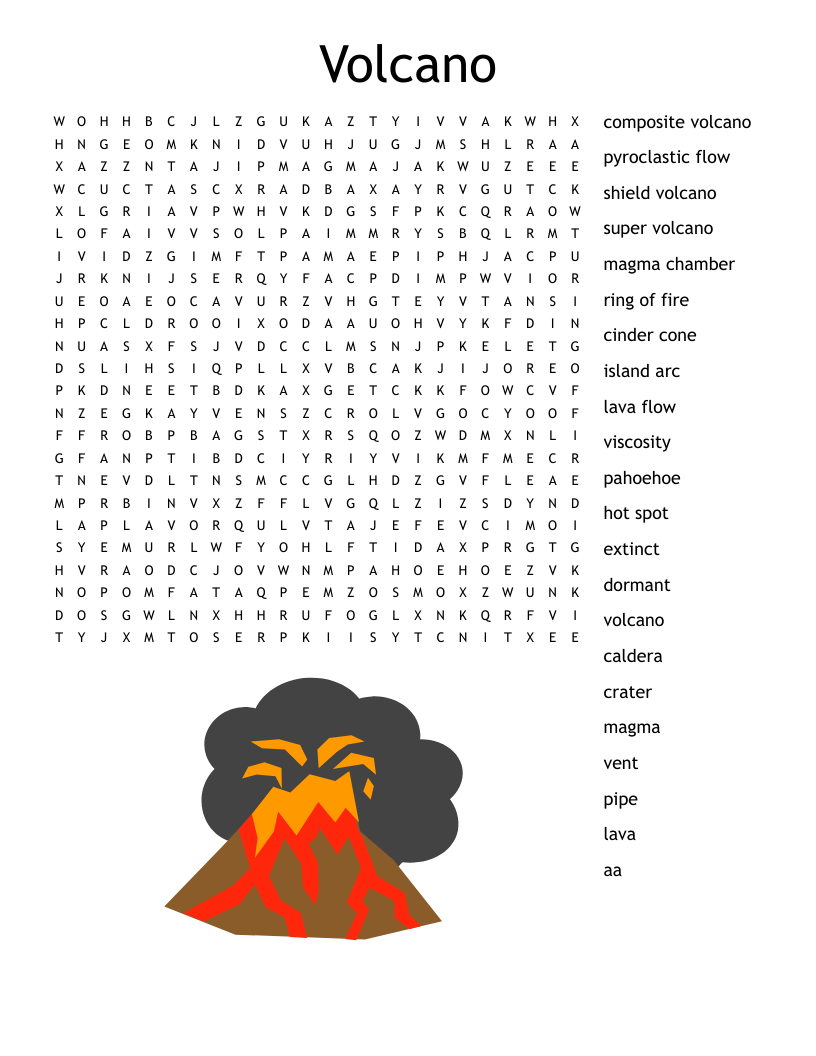 Volcano Word Search WordMint Volcano Word Search WordMint