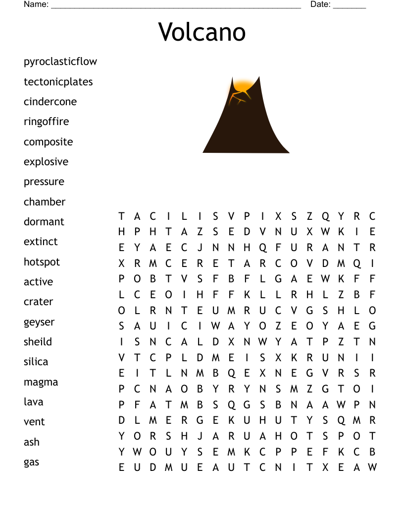 Volcano Word Search WordMint Volcano Word Search WordMint