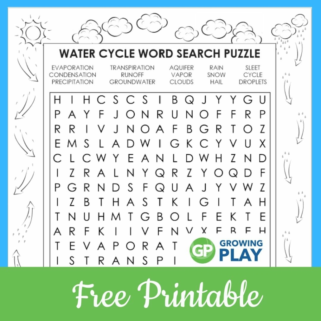 Water Cycle Word Search Free Printable Growing Play Water Cycle Word Search Free Printable Growing Play