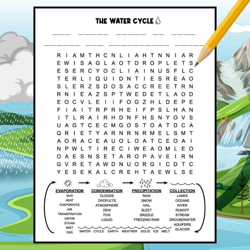 Water Cycle Word Search Free Printable Water Cycle Word Search Free Printable