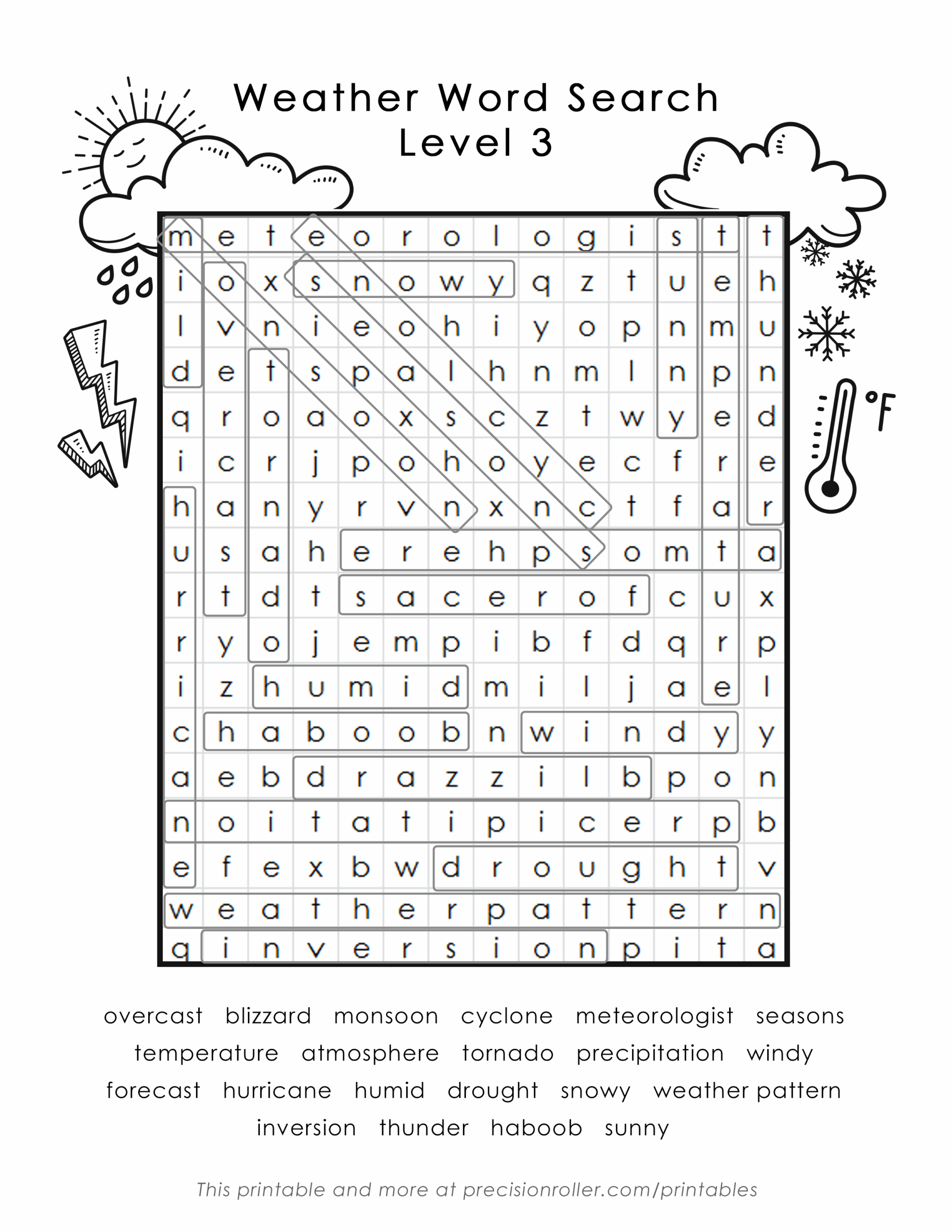 Hurricane Word Search Printable