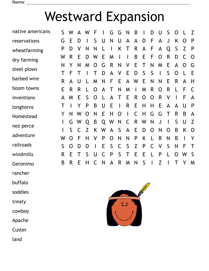 Westward Expansion Word Search WordMint Westward Expansion Word Search WordMint
