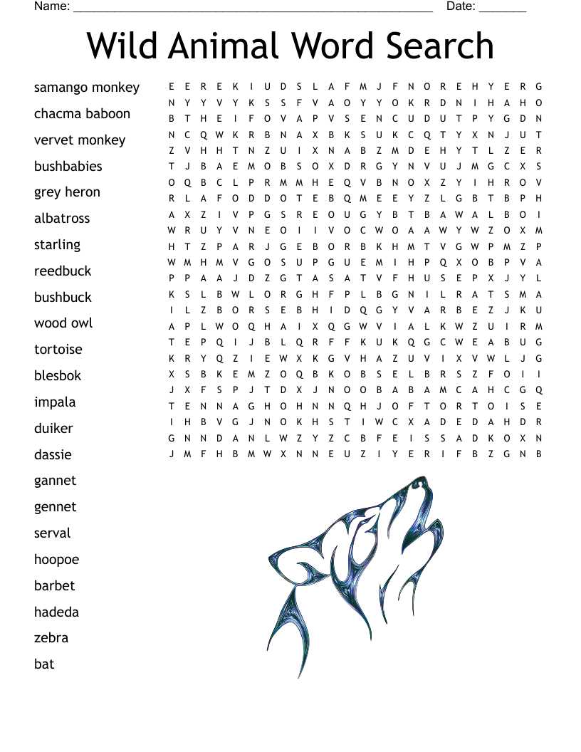 Wild Animal Word Search WordMint Wild Animal Word Search WordMint