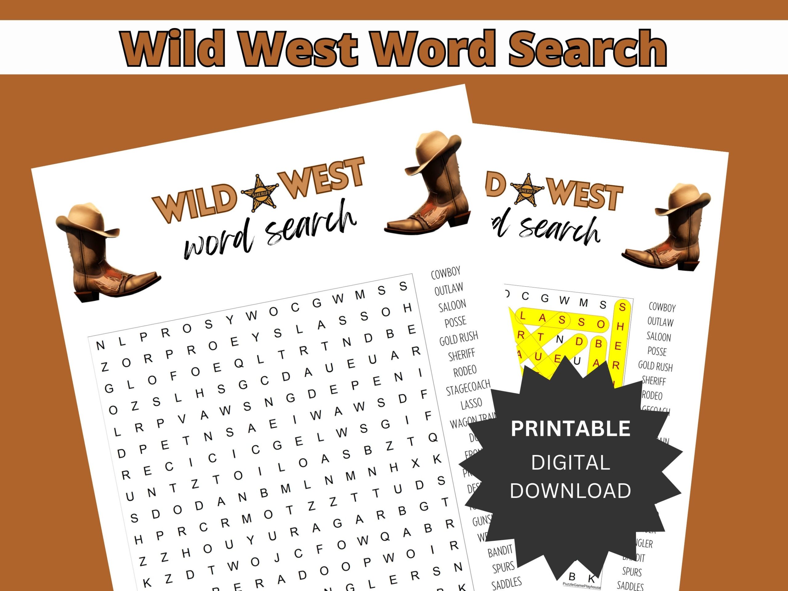 Wild West Word Search Puzzle Challenging Cowboy Old West Themed Wild West Word Search Puzzle Challenging Cowboy Old West Themed
