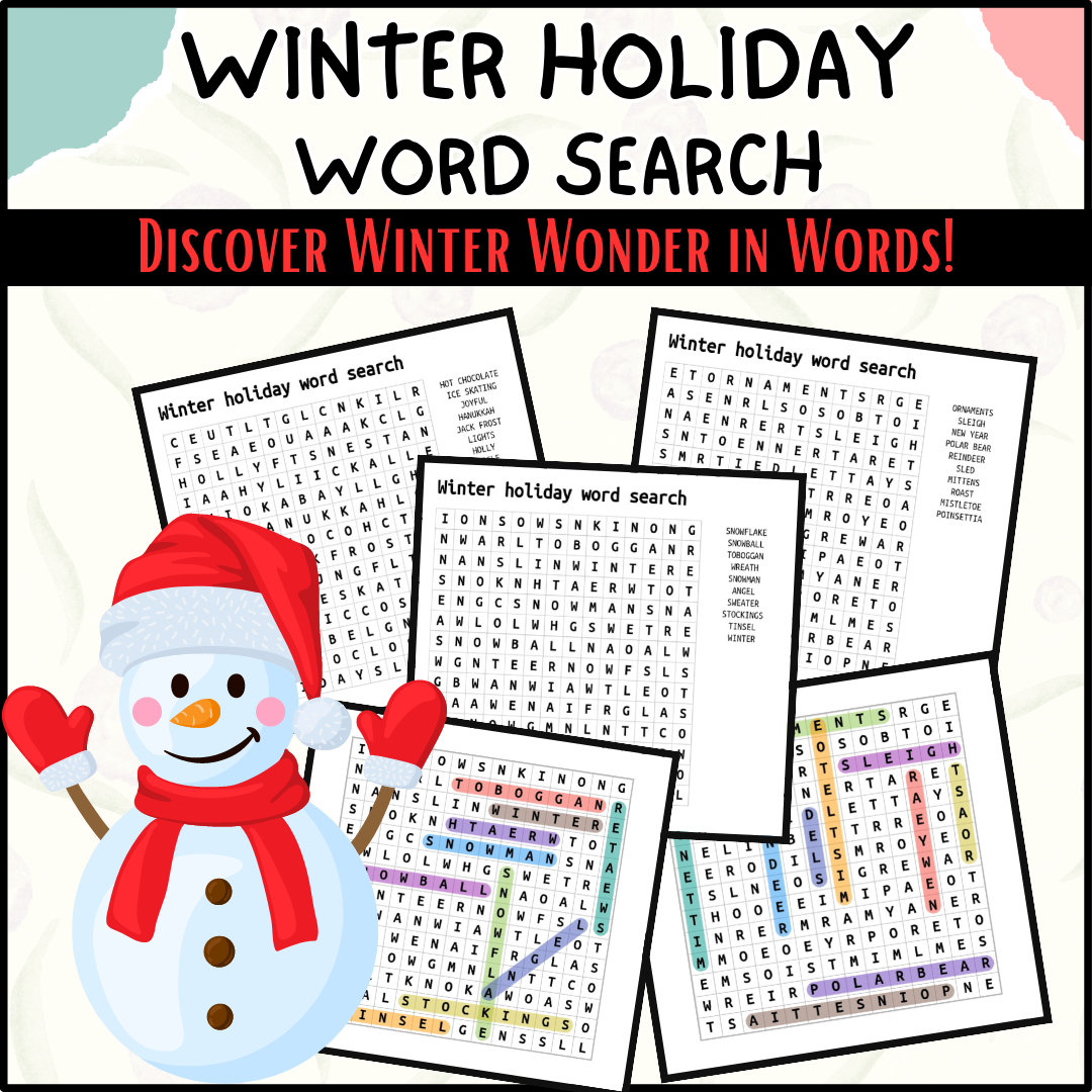 Free Printable Winter Holiday Word Search Free Printable Winter Holiday Word Search