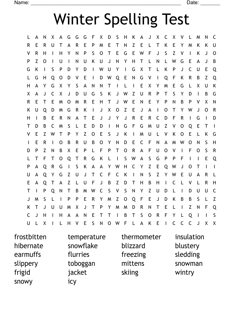 Winter Wonderland Word Search WordMint
