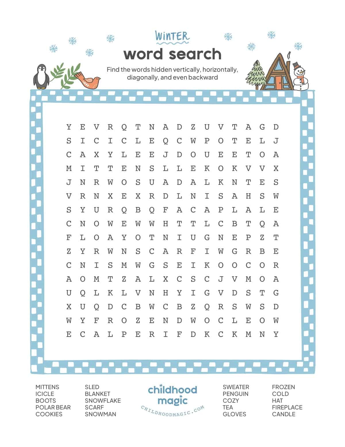 Printable Winter Word Search Puzzles Printable Winter Word Search Puzzles