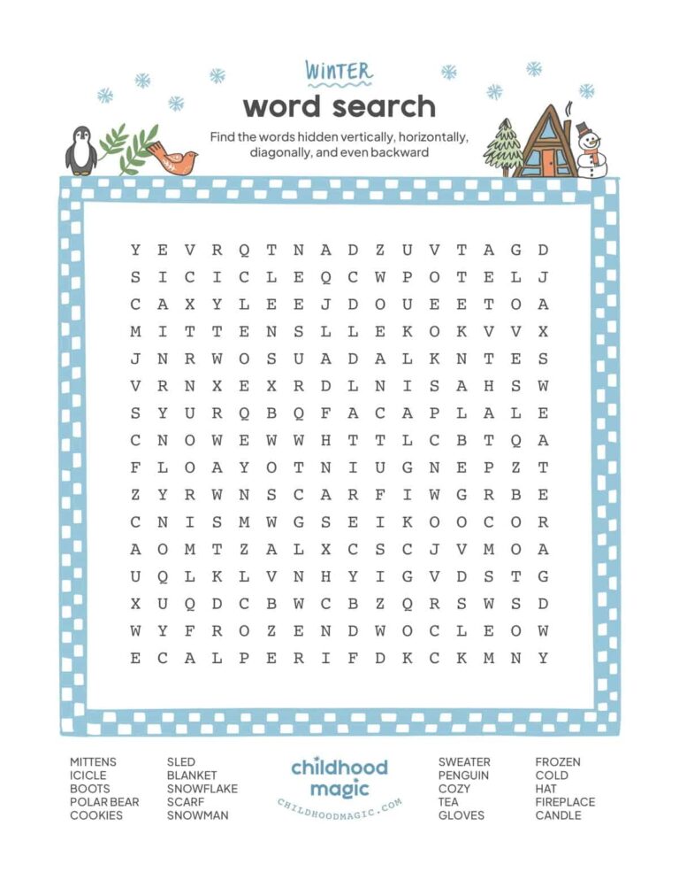Winter Word Search Childhood Magic
